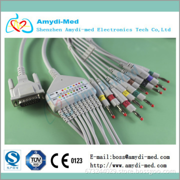 Medical Schiller 10 lead ekg cable and leadwires with clip end, AHA